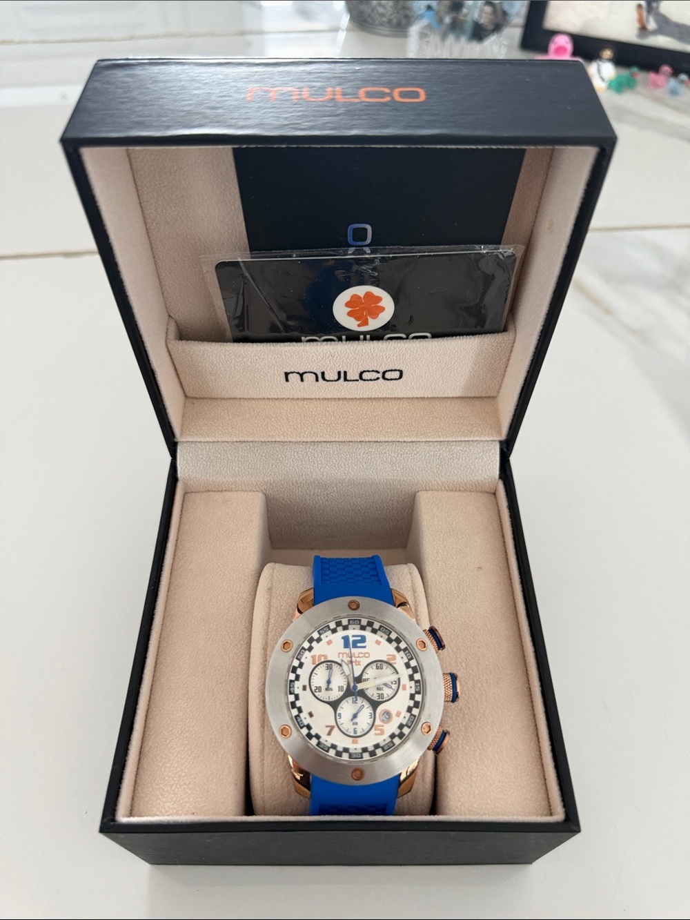 Mulco Blue and Rose Gold Sport Chronograph Watch